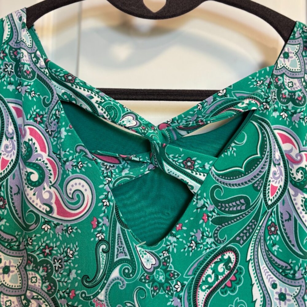 Magnolia Grace Green Paisley Sleeveless Dress Size Large - Picture 6 of 12